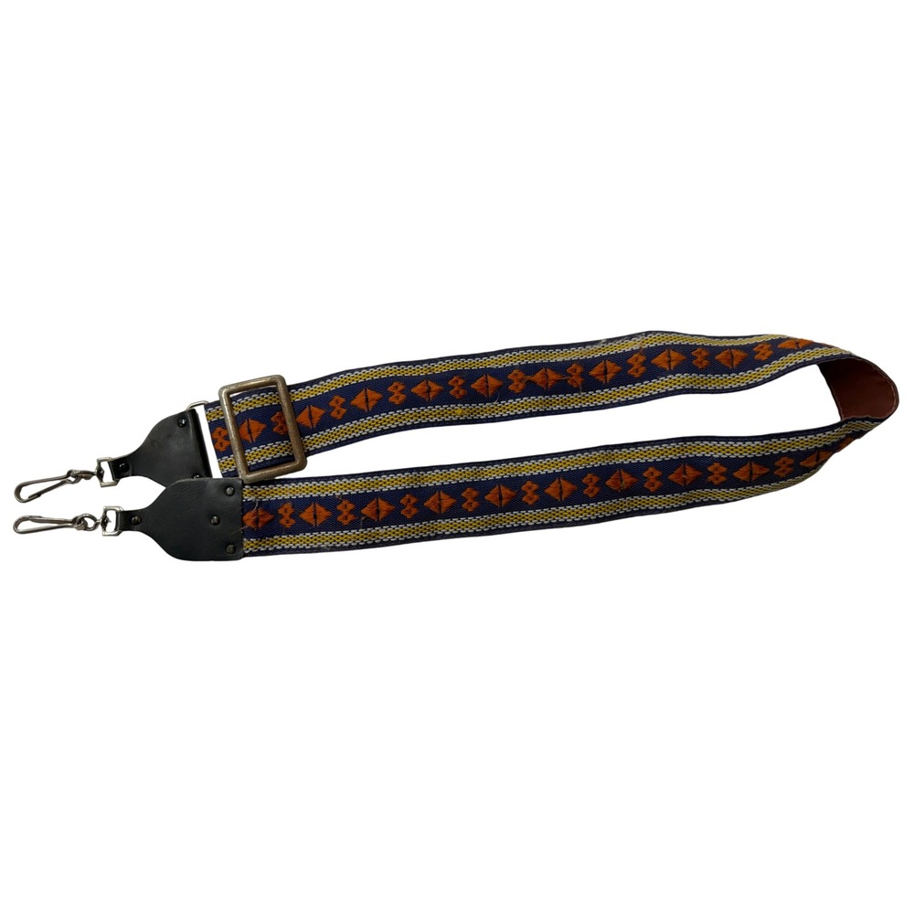 Vintage Woven Guitar Camera Strap Blue Orange Geometric Boho Adjustable 2 Inch